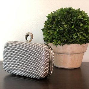 Jessica McClintock Silver Mesh Clutch